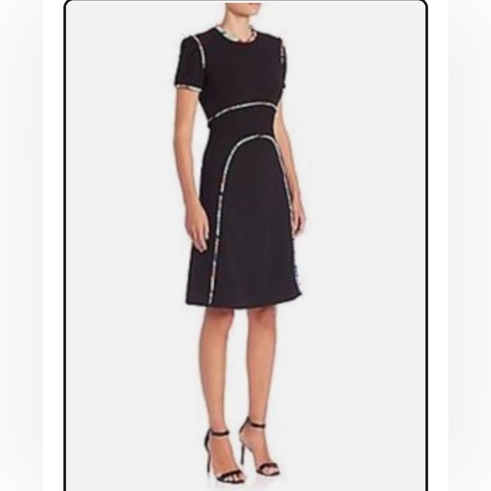 MARY KATRANTZOU Elegant Black Dress with printed piping.